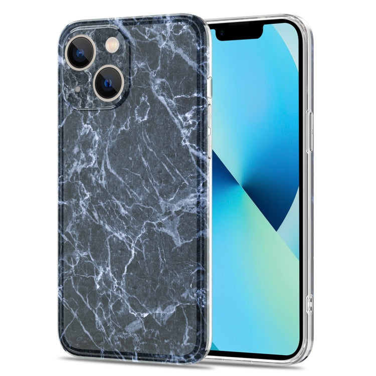 For iPhone 13 Glossy Marble Stripe Straight Edge Case