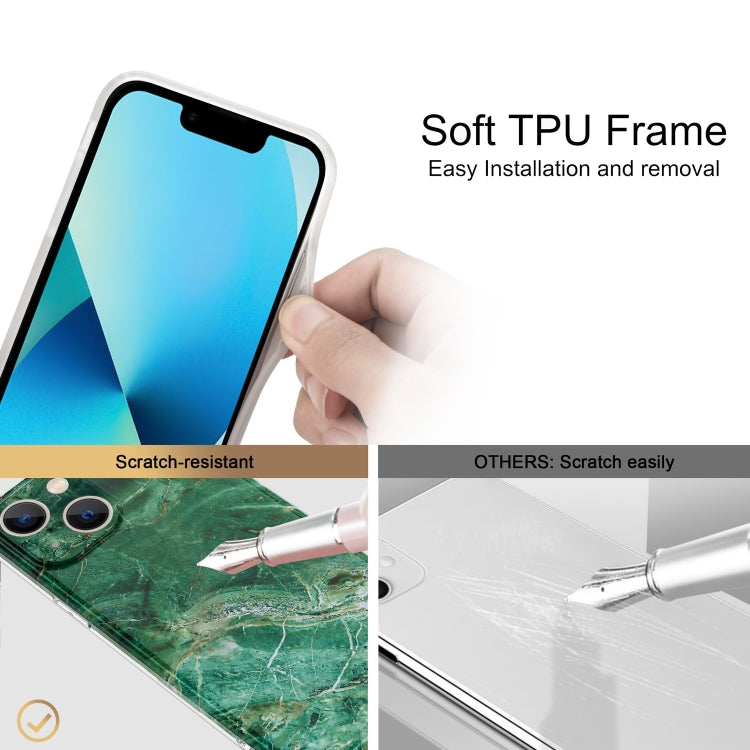 For iPhone 13 Glossy Marble Stripe Straight Edge Case