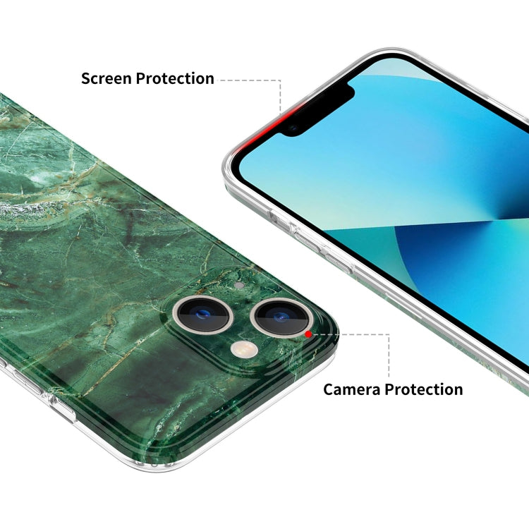 For iPhone 13 Glossy Marble Stripe Straight Edge Case