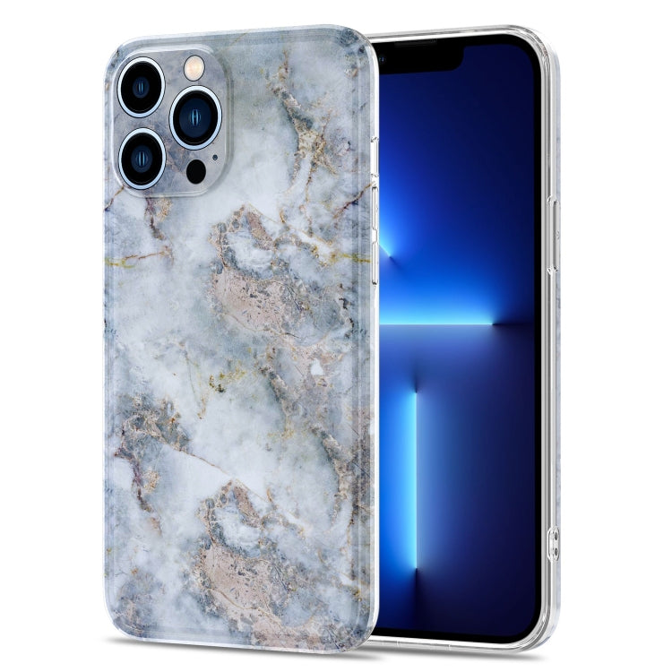 For iPhone 13 Pro Glossy Marble Stripe Straight Edge Case