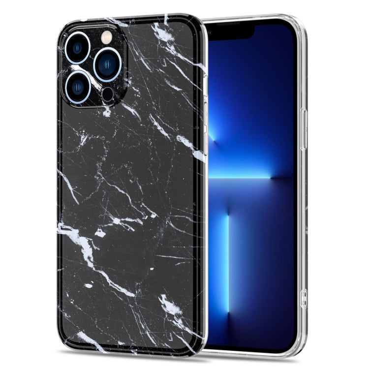 For iPhone 13 Pro Max Glossy Marble Stripe Straight Edge Case