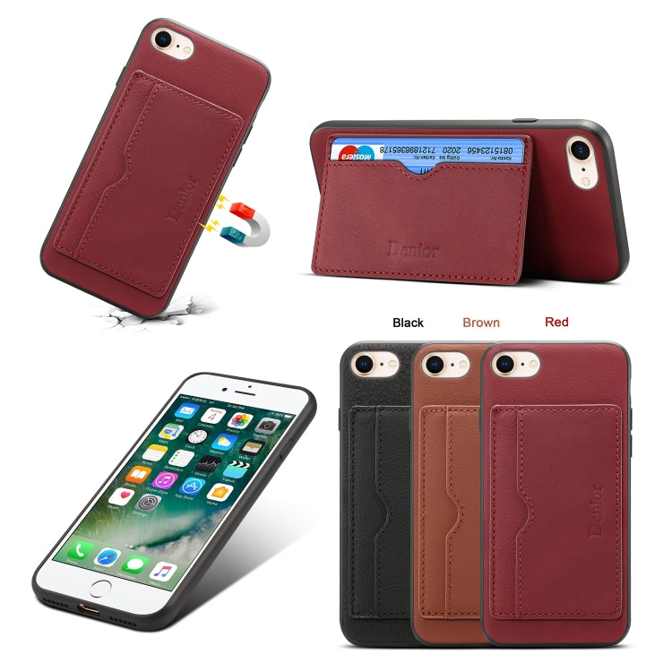 For iPhone 7 / 8 Denior V3 Luxury Car Cowhide Leather Protective Case with Holder & Card Slot