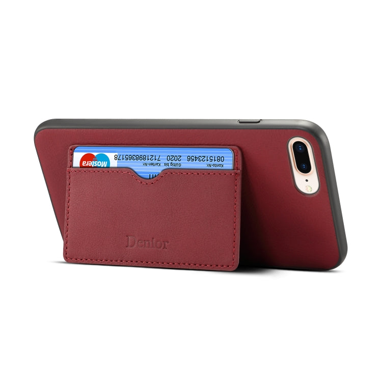 For iPhone 7 Plus / 8 Plus Denior V3 Luxury Car Cowhide Leather Protective Case with Holder & Card Slot