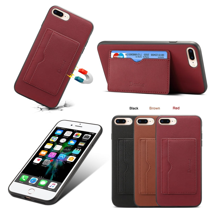 For iPhone 7 Plus / 8 Plus Denior V3 Luxury Car Cowhide Leather Protective Case with Holder & Card Slot