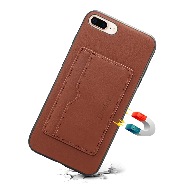 For iPhone 7 Plus / 8 Plus Denior V3 Luxury Car Cowhide Leather Protective Case with Holder & Card Slot