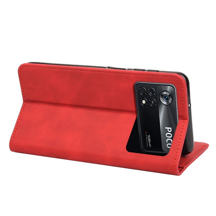 For Xiaomi Poco X4 Pro 5G Skin Feel Magnetic Splicing Leather Phone Case