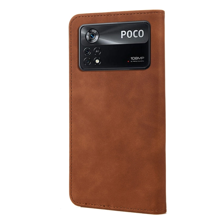 For Xiaomi Poco X4 Pro 5G Skin Feel Magnetic Splicing Leather Phone Case