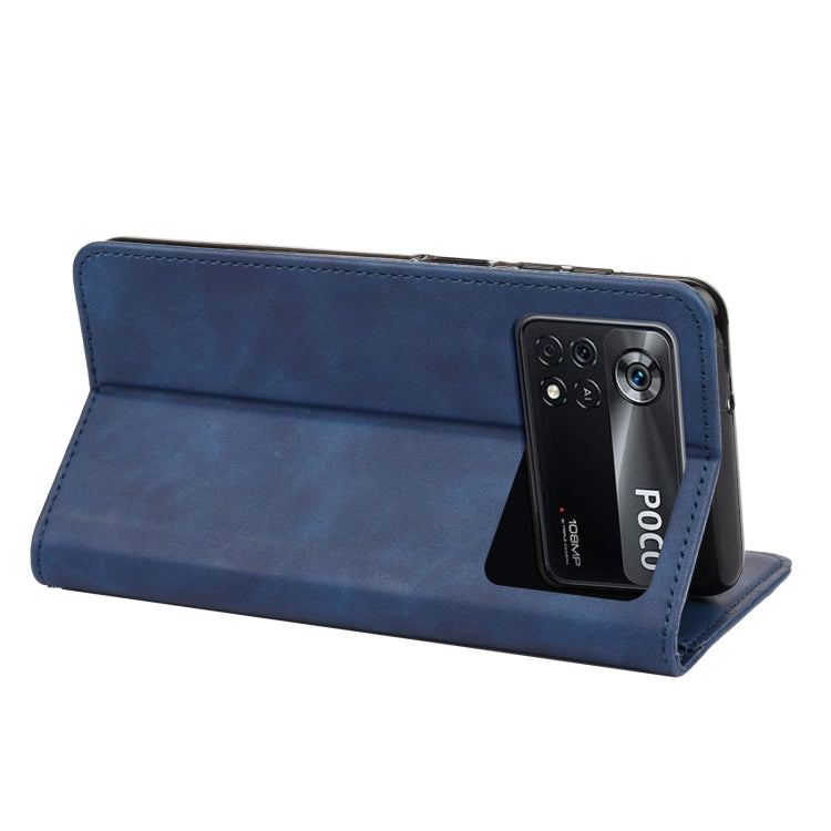 For Xiaomi Poco X4 Pro 5G Skin Feel Magnetic Splicing Leather Phone Case