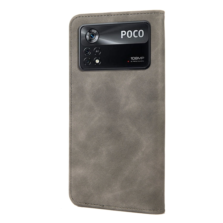 For Xiaomi Poco X4 Pro 5G Skin Feel Magnetic Splicing Leather Phone Case