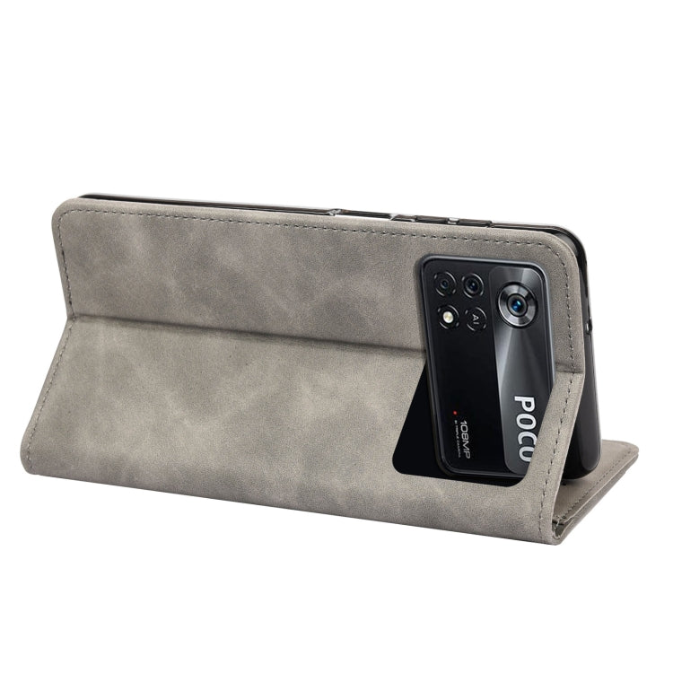 For Xiaomi Poco X4 Pro 5G Skin Feel Magnetic Splicing Leather Phone Case