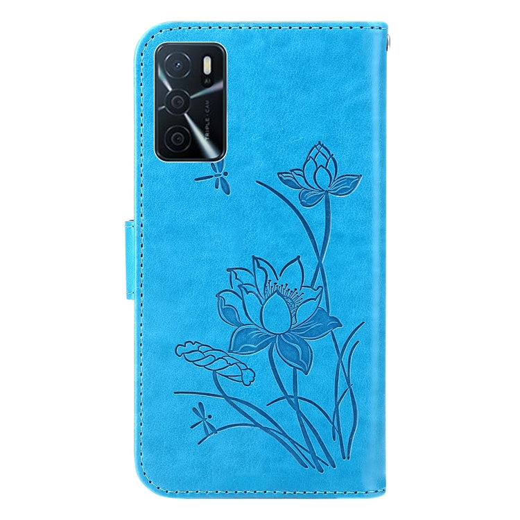 For OPPO A16 Lotus Embossed Leather Phone Case
