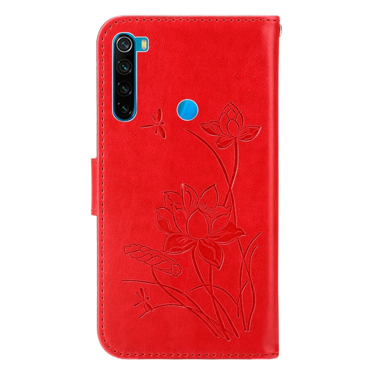 For Xiaomi Redmi Note 8 2021 Lotus Embossed Leather Phone Case