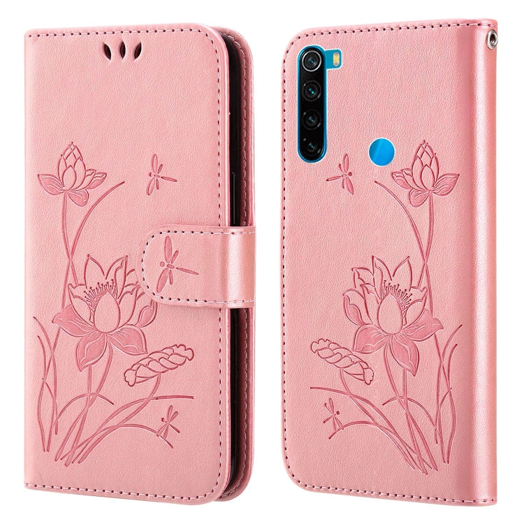 For Xiaomi Redmi Note 8 2021 Lotus Embossed Leather Phone Case