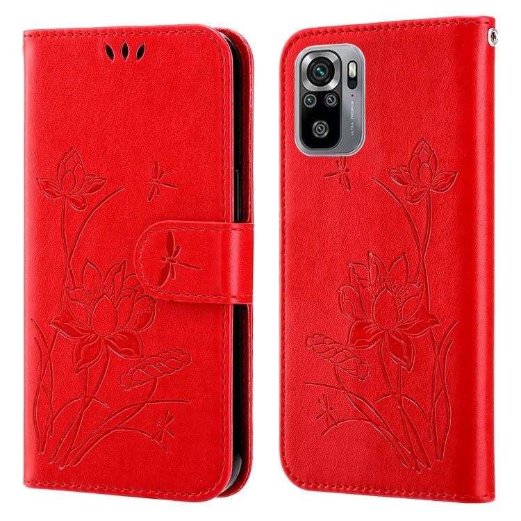 For Xiaomi Redmi Note 10 4G / Note 10S Lotus Embossed Leather Phone Case