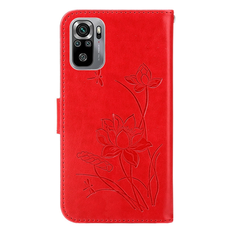 For Xiaomi Redmi Note 10 4G / Note 10S Lotus Embossed Leather Phone Case