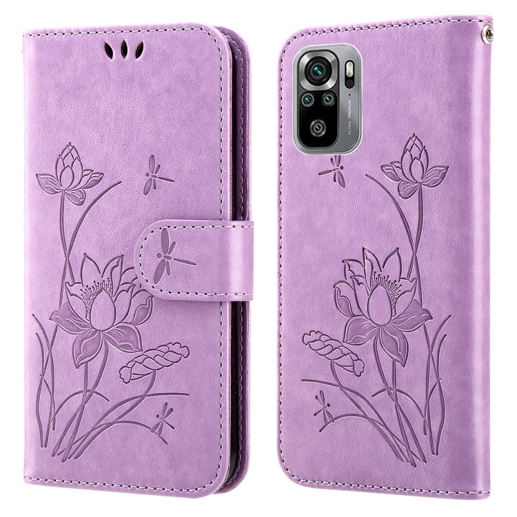 For Xiaomi Redmi Note 10 4G / Note 10S Lotus Embossed Leather Phone Case