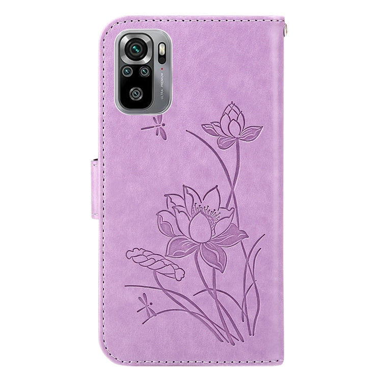For Xiaomi Redmi Note 10 4G / Note 10S Lotus Embossed Leather Phone Case