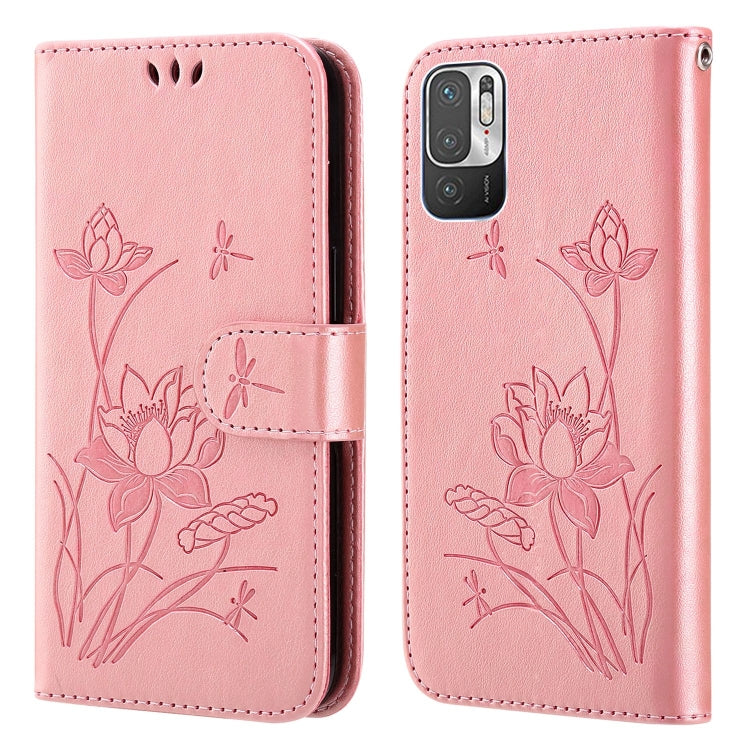 For Xiaomi Redmi Note 10 5G Lotus Embossed Leather Phone Case