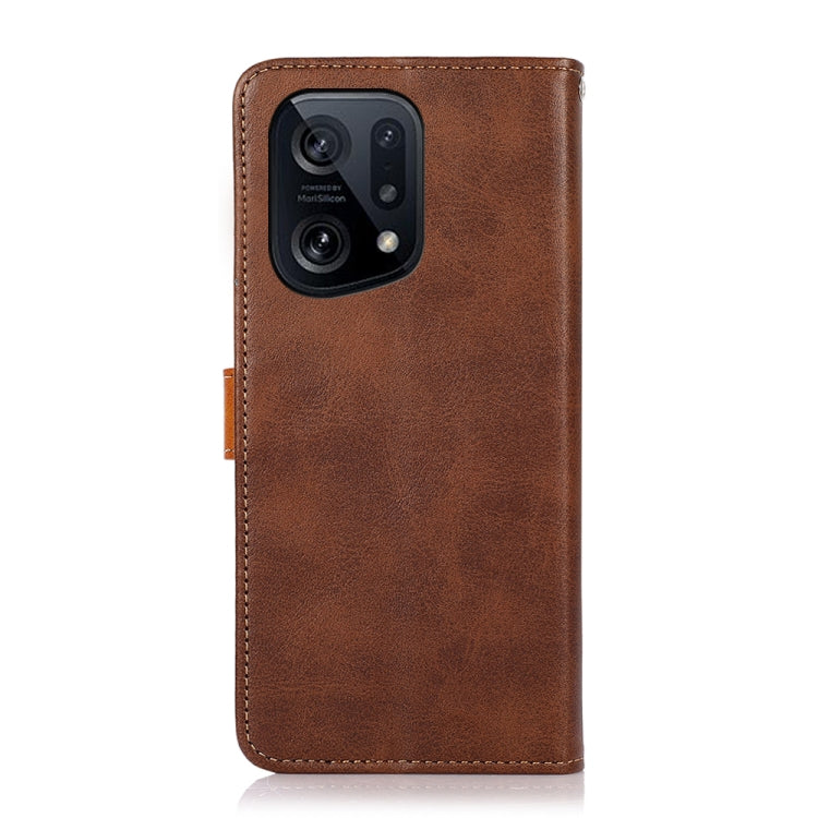 For OPPO Find X5 KHAZNEH Dual-color Cowhide Texture Flip Leather Phone Case