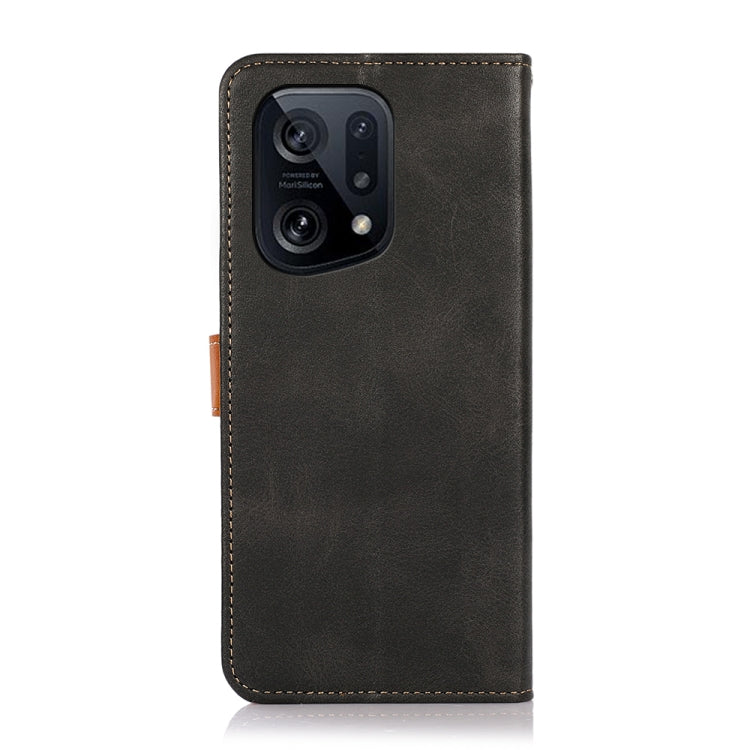 For OPPO Find X5 KHAZNEH Dual-color Cowhide Texture Flip Leather Phone Case