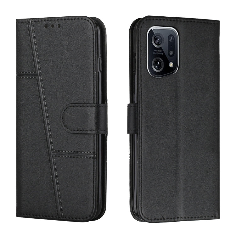 For OPPO Find X5 Pro Stitching Calf Texture Buckle Leather Phone Case
