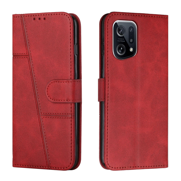For OPPO Find X5 Pro Stitching Calf Texture Buckle Leather Phone Case