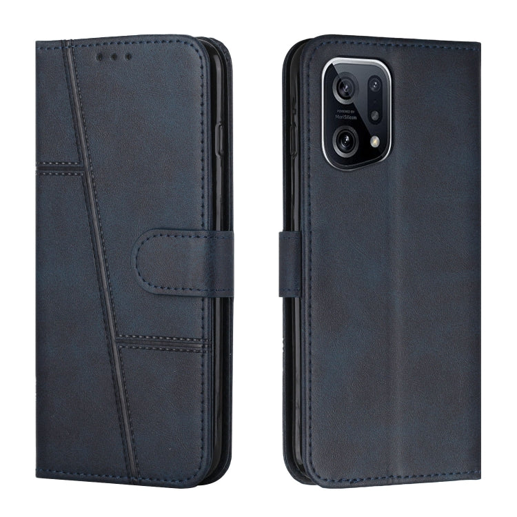 For OPPO Find X5 Pro Stitching Calf Texture Buckle Leather Phone Case