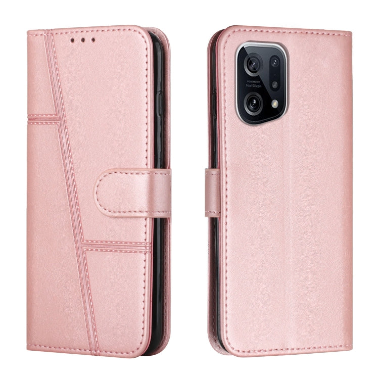 For OPPO Find X5 Pro Stitching Calf Texture Buckle Leather Phone Case