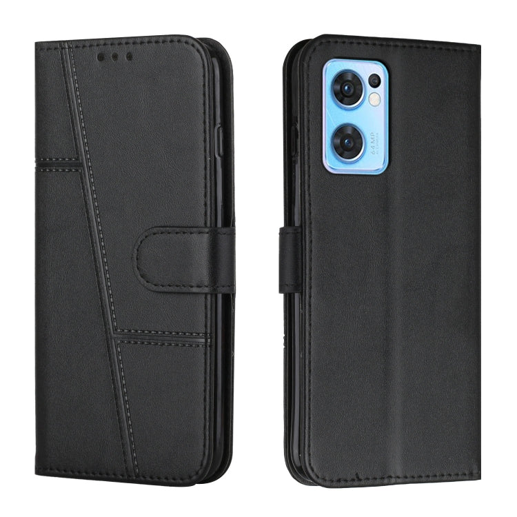 For OPPO Reno7 5G Global & Taiwan Version / Find X5 Lite Stitching Calf Texture Buckle Leather Phone Case