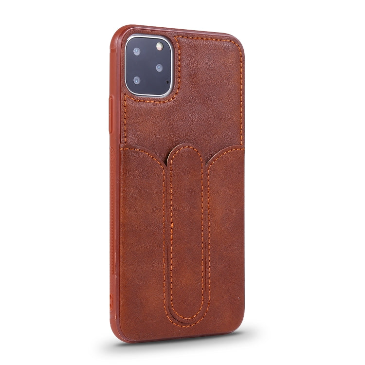 For iPhone 11 Pro Shockproof PC + PU Protective Case with Invisible Spring Holder & Card Slot