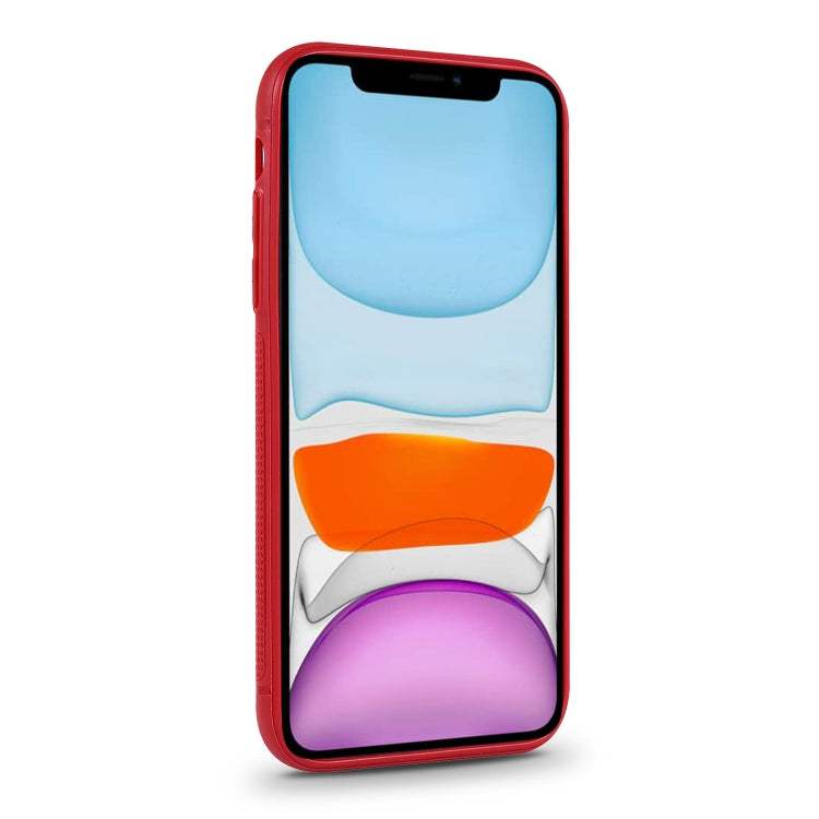 For iPhone 11 Shockproof PC + PU Protective Case with Invisible Spring Holder & Card Slot