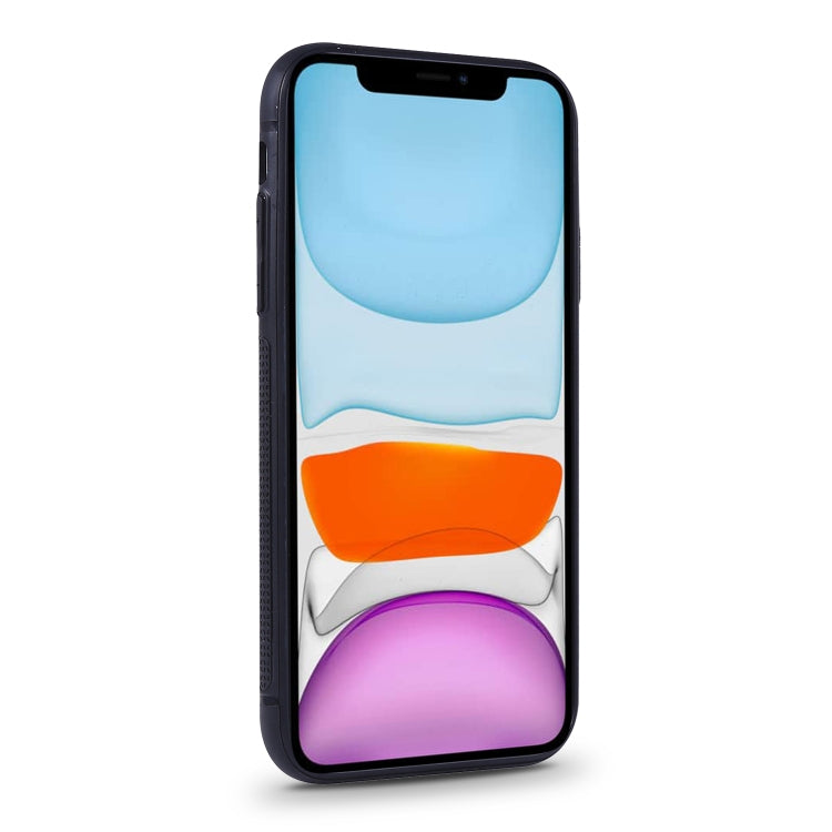 For iPhone 11 Shockproof PC + PU Protective Case with Invisible Spring Holder & Card Slot