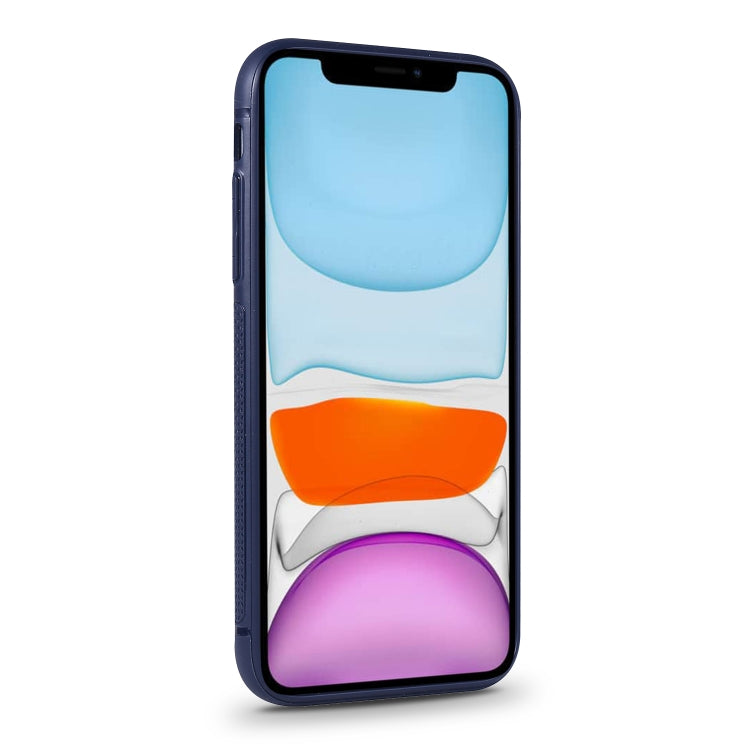 For iPhone 11 Shockproof PC + PU Protective Case with Invisible Spring Holder & Card Slot