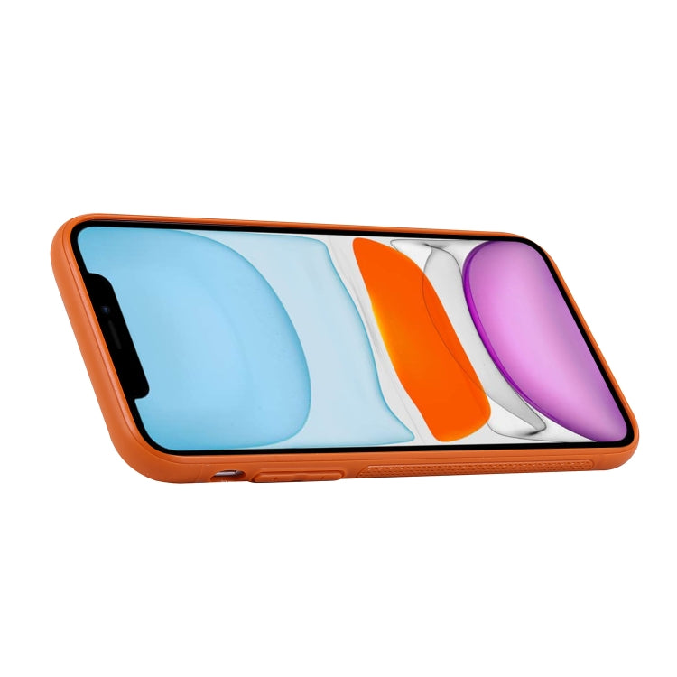 For iPhone 11 Shockproof PC + PU Protective Case with Invisible Spring Holder & Card Slot