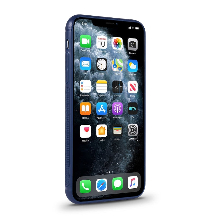 For iPhone 11 Pro Max Shockproof PC + PU Protective Case with Invisible Spring Holder & Card Slot