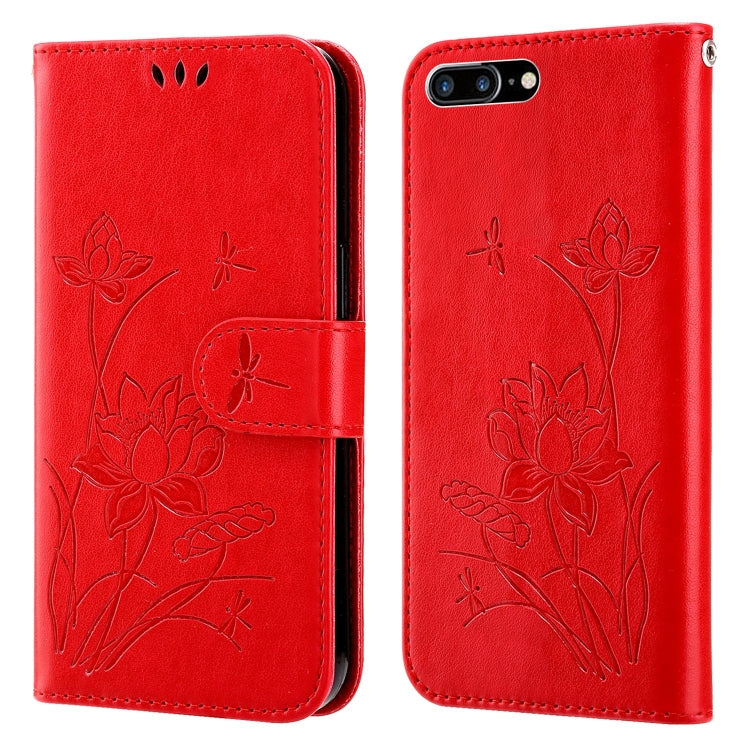 For iPhone SE 2022 / SE 2020 / 8 / 7 Lotus Embossed Leather Phone Case