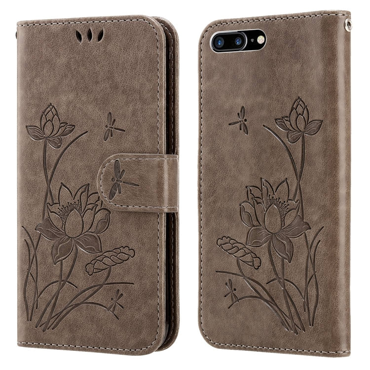 For iPhone SE 2022 / SE 2020 / 8 / 7 Lotus Embossed Leather Phone Case