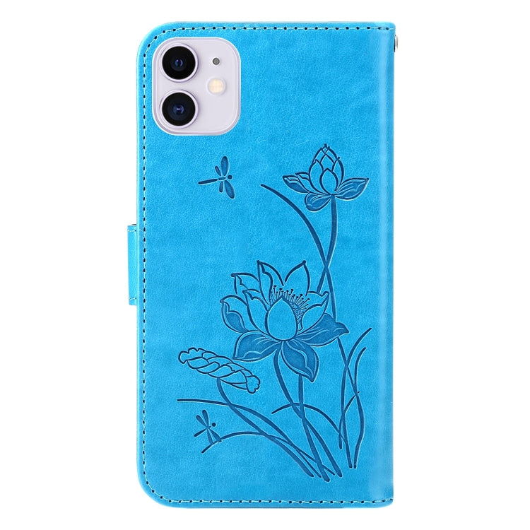 For iPhone 11 Lotus Embossed Leather Phone Case