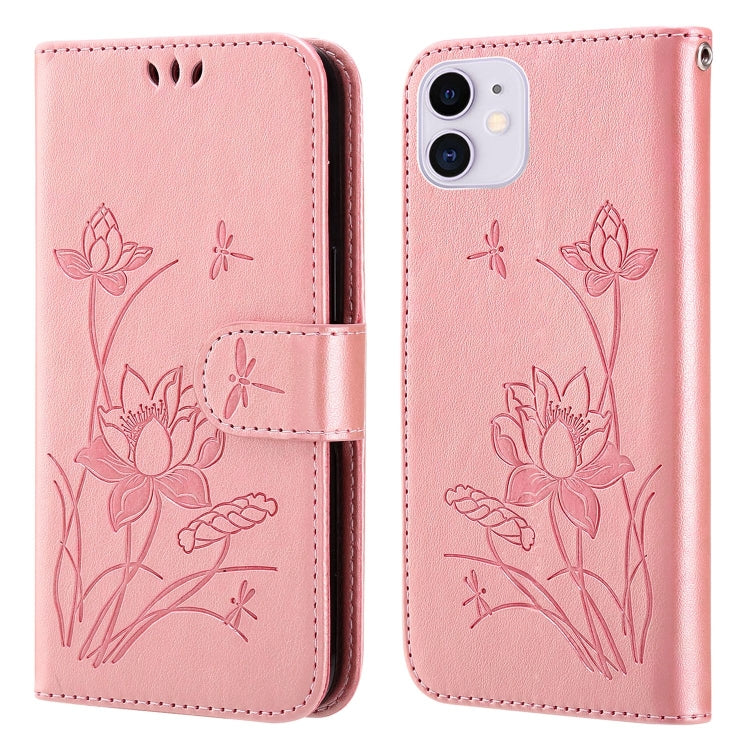 For iPhone 11 Lotus Embossed Leather Phone Case