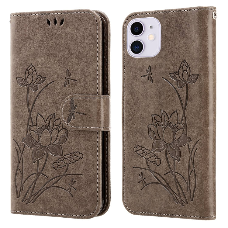 For iPhone 11 Lotus Embossed Leather Phone Case