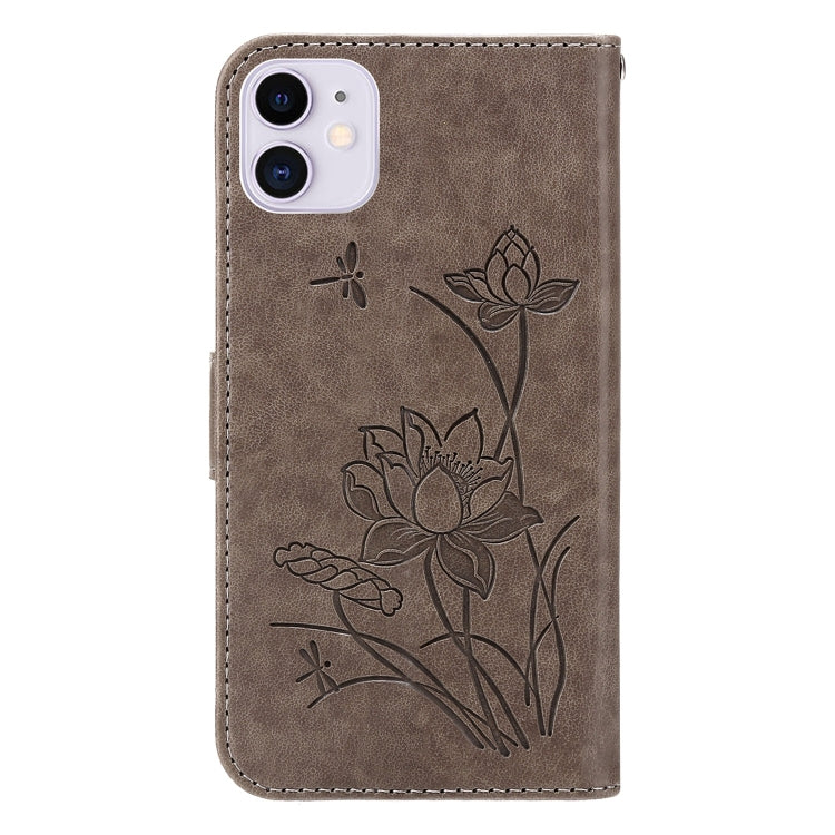 For iPhone 11 Lotus Embossed Leather Phone Case