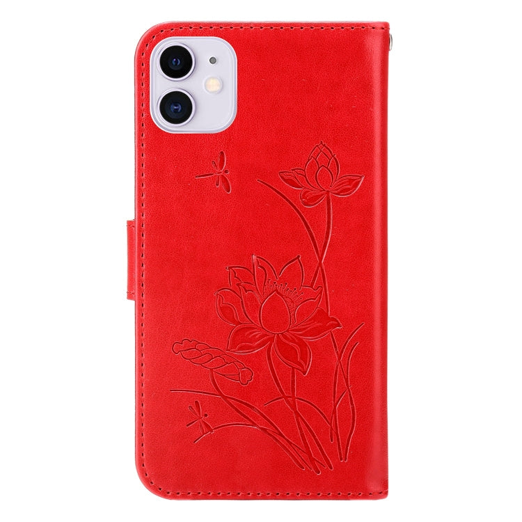 For iPhone 12 mini Lotus Embossed Leather Phone Case