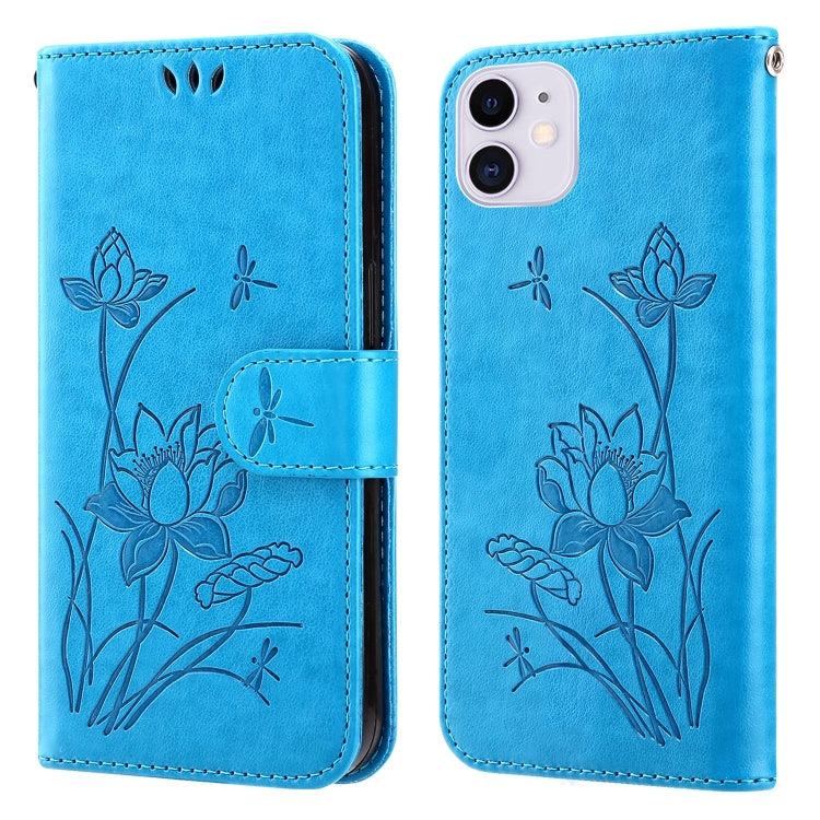 For iPhone 12 mini Lotus Embossed Leather Phone Case