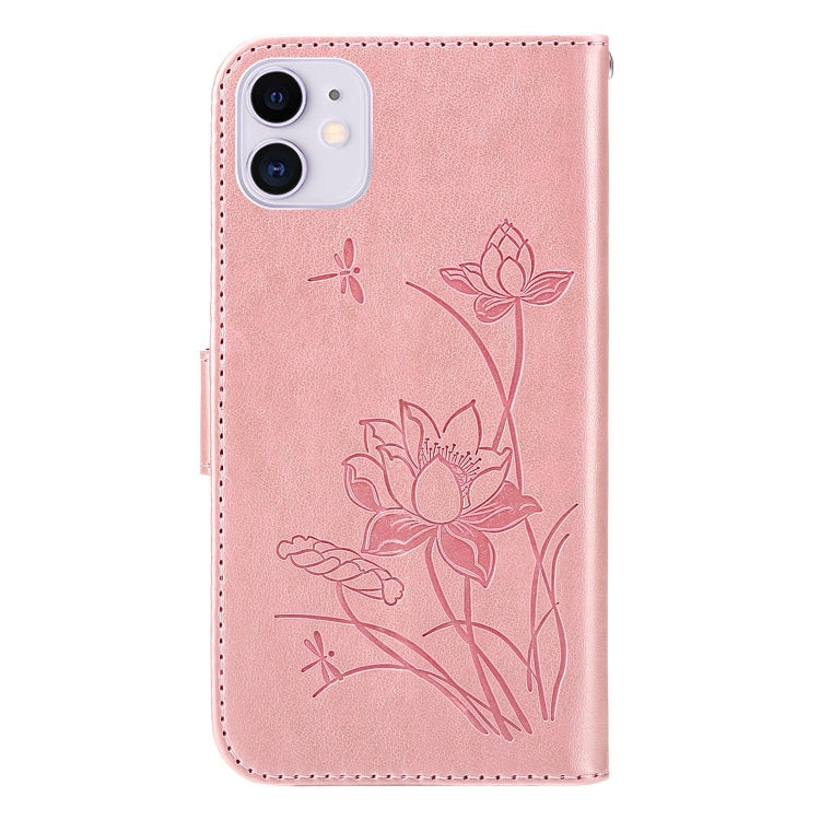 For iPhone 12 mini Lotus Embossed Leather Phone Case