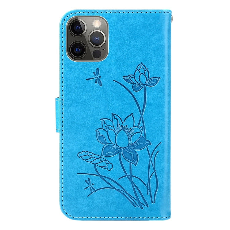 For iPhone 12 Pro Max Lotus Embossed Leather Phone Case