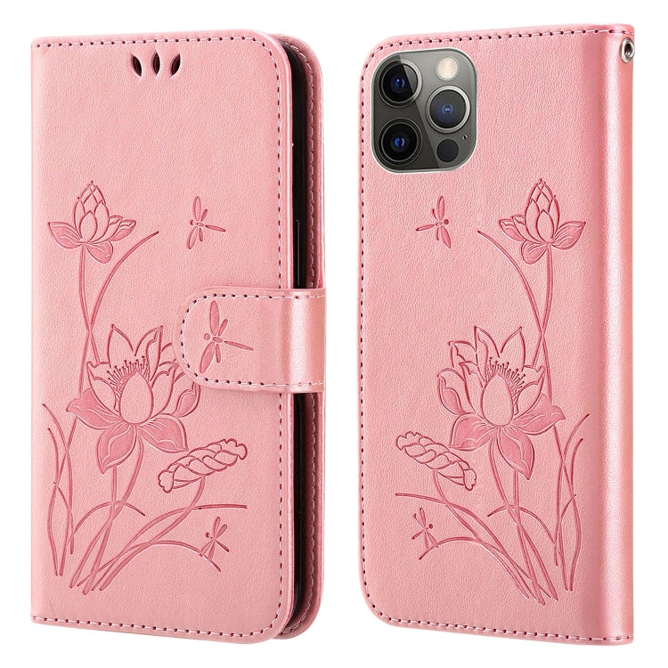 For iPhone 13 Pro Lotus Embossed Leather Phone Case