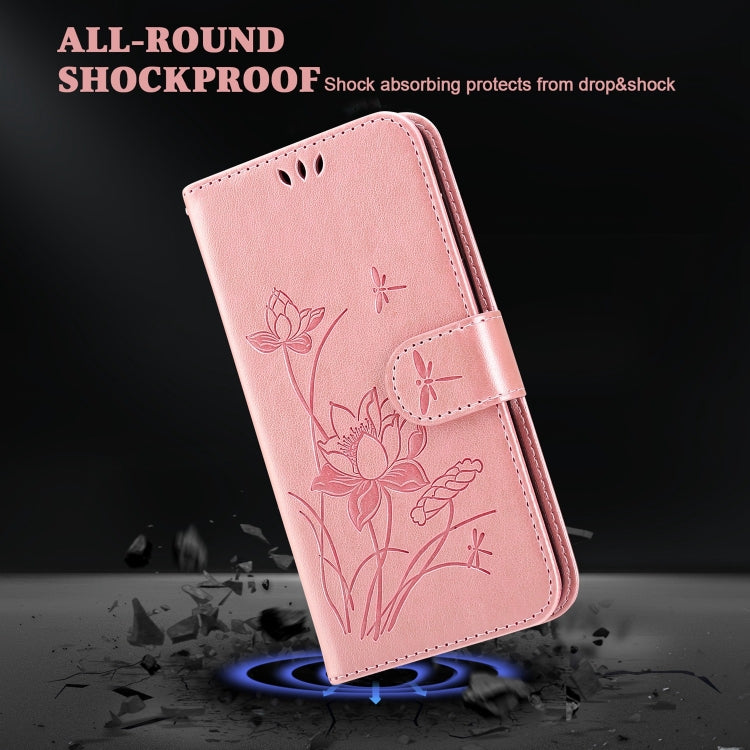 For iPhone 13 Pro Lotus Embossed Leather Phone Case
