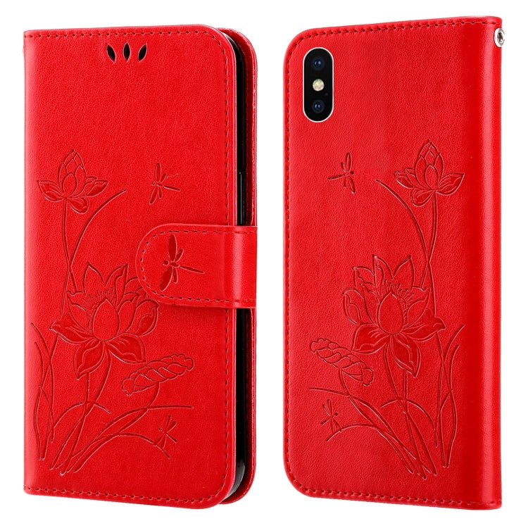 For iPhone X / XS Lotus Embossed Leather Phone Case