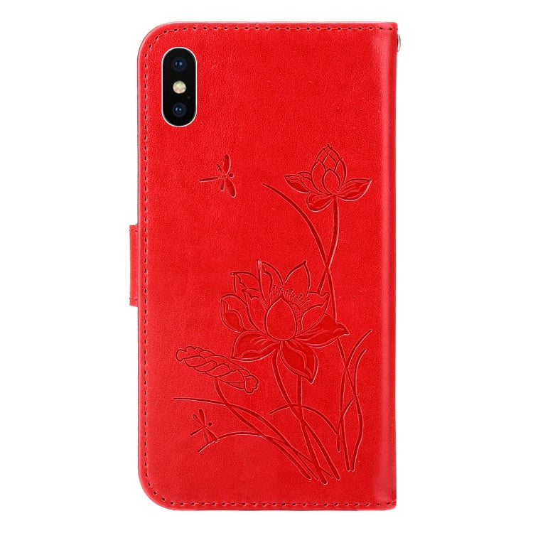 For iPhone X / XS Lotus Embossed Leather Phone Case