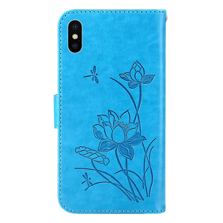 For iPhone X / XS Lotus Embossed Leather Phone Case